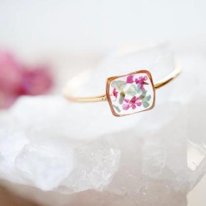 Real Pressed Flower and Resin Ring,..