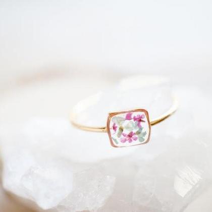 Real Pressed Flower and Resin Ring,..