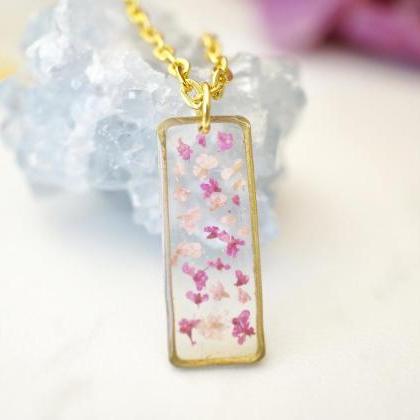 Real Pressed Flowers in Resin, Gold..