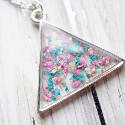 Real Pressed Flowers in Resin, Silv..