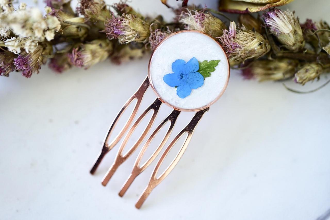 Real Pressed Flowers In Resin, Rose Gold Hair Pink With Forget Me Not